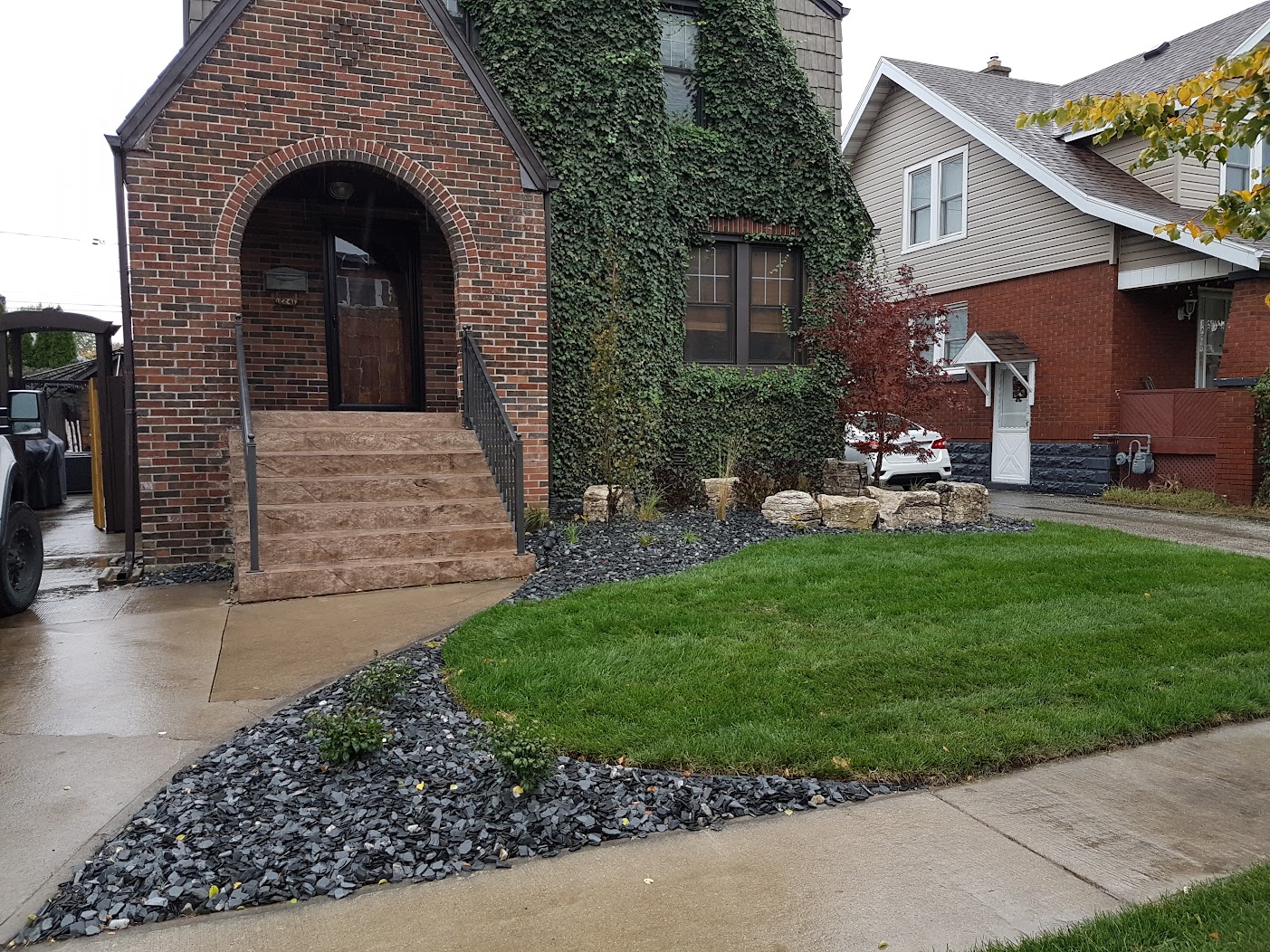 Front lawn landscaping.